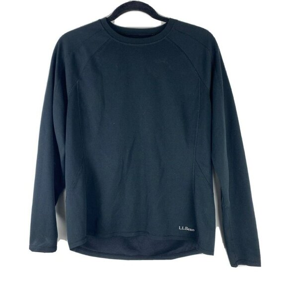 LL Bean Midweight Long Sleeve Top Black Size Large - Picture 1 of 7